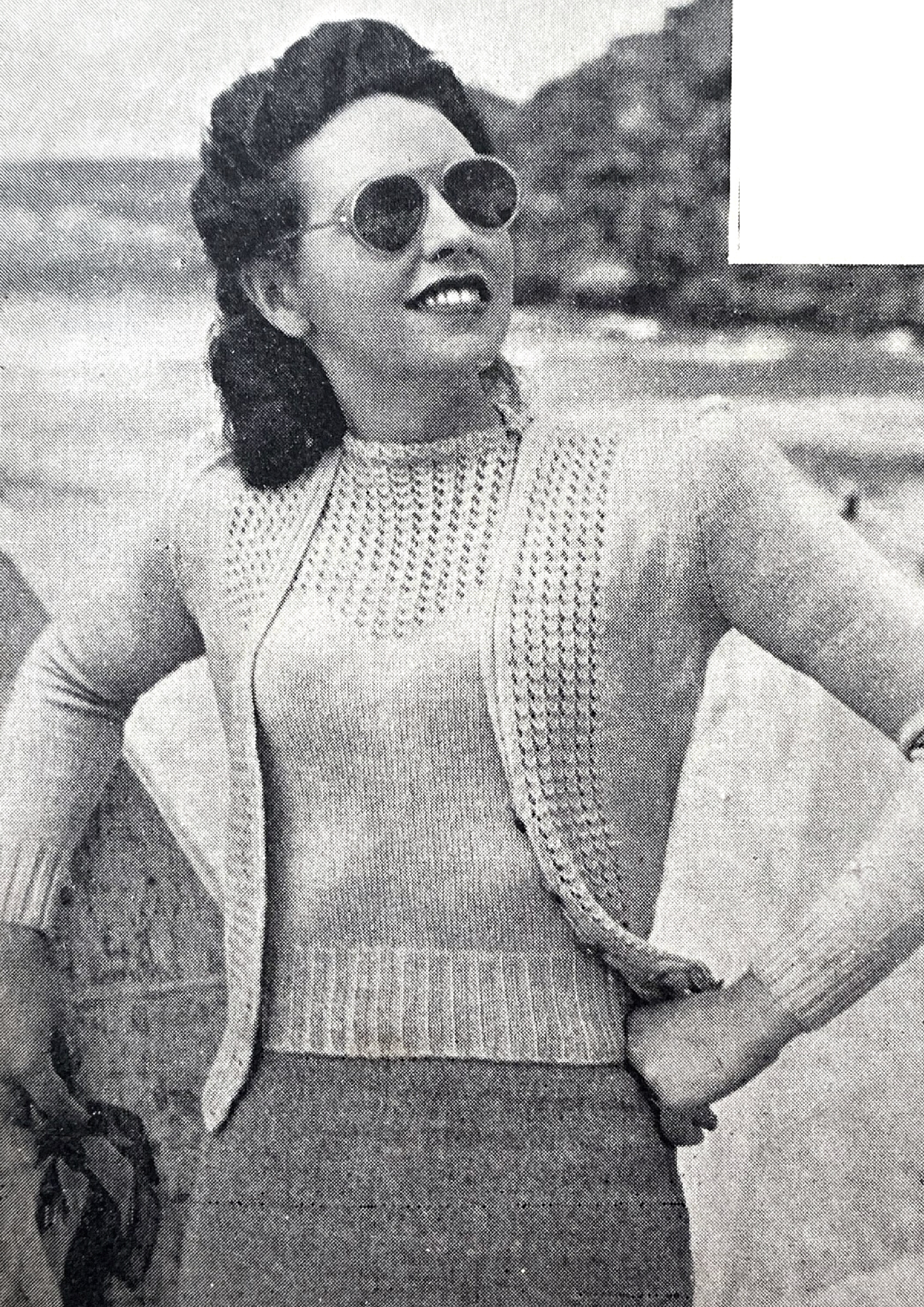 Eyelet Yoke Sweater and Cardigan Twin Set