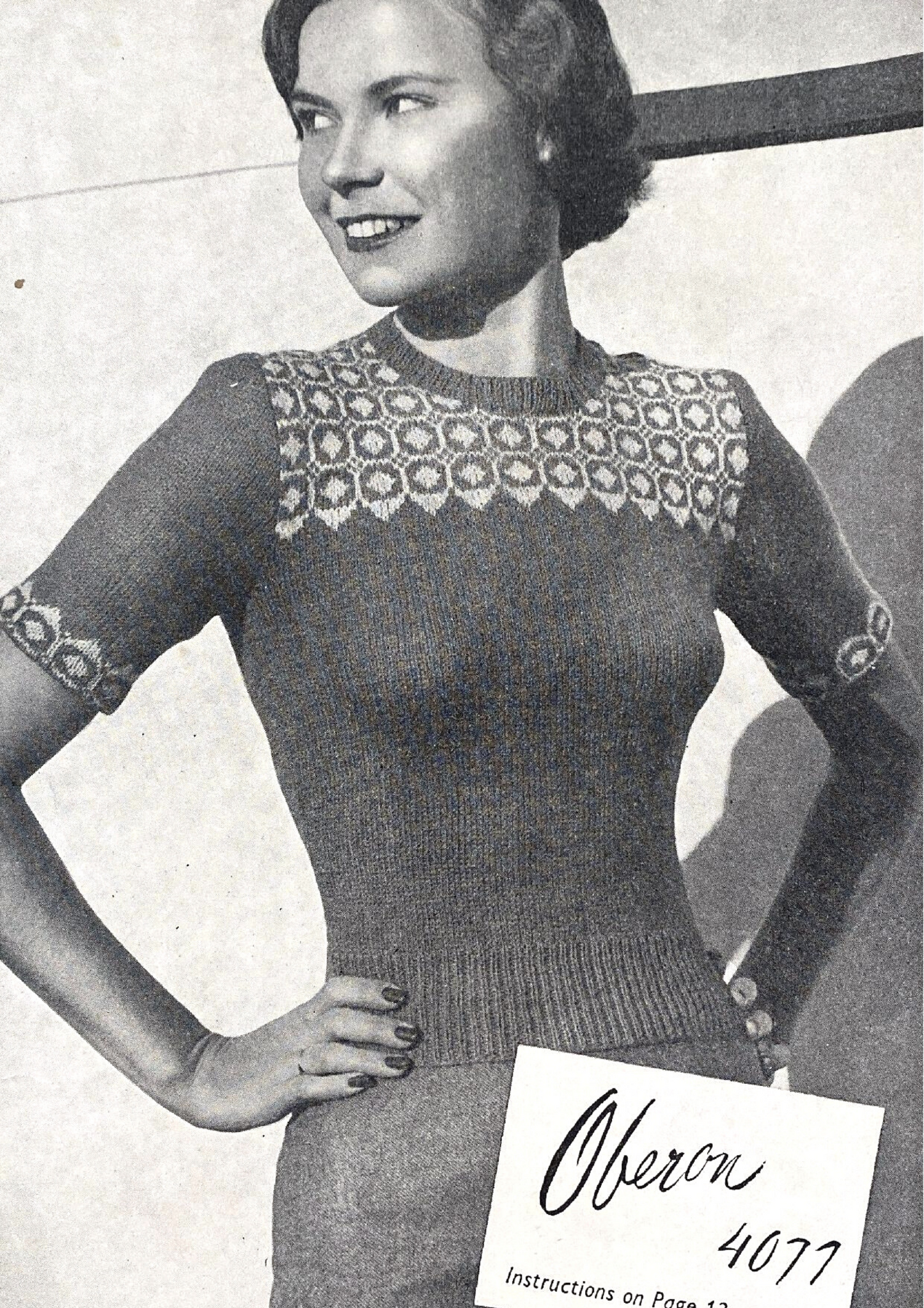 Contrast Motif Yoke and Sleeve Sweater