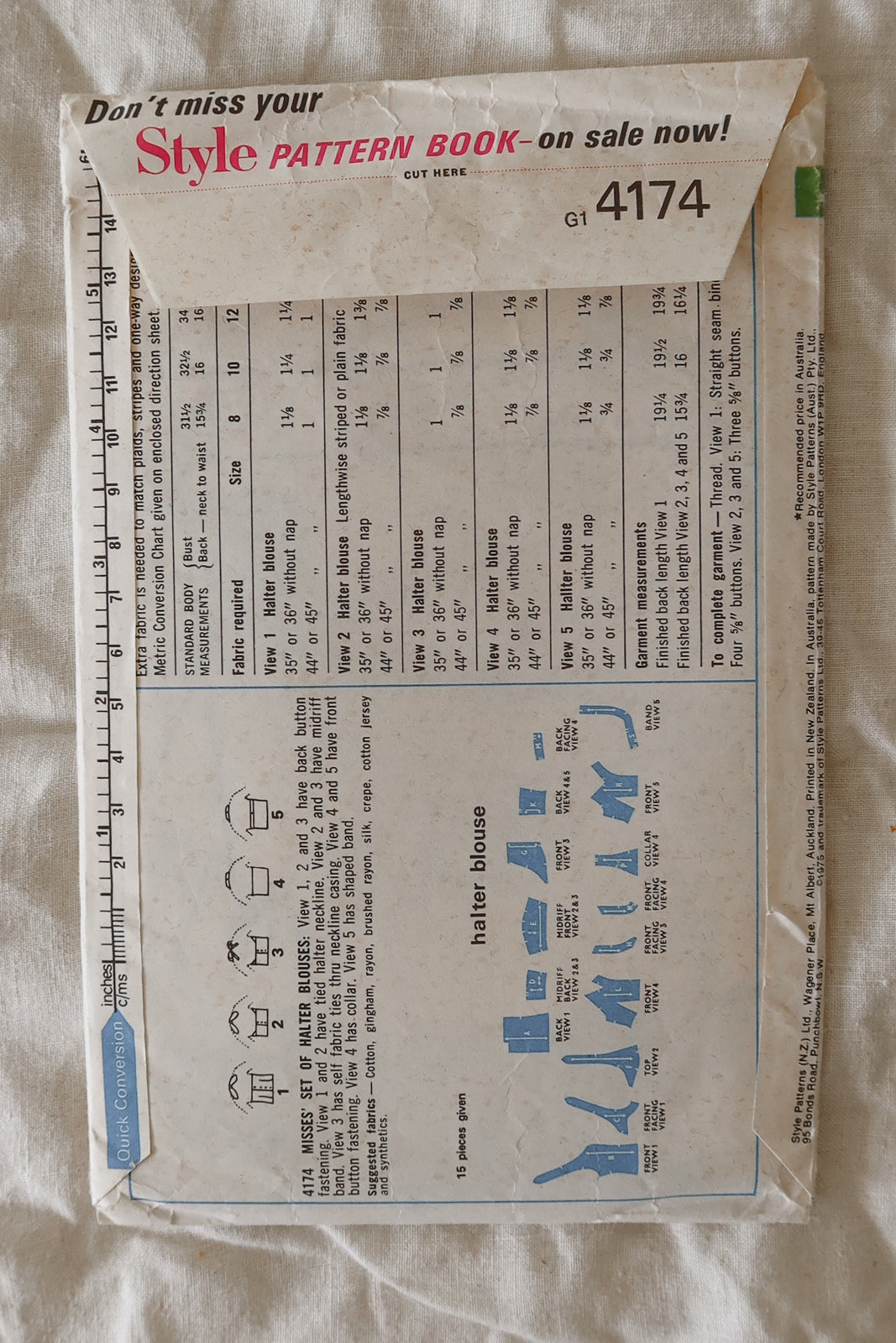 Style 4174 1970s Sewing Pattern