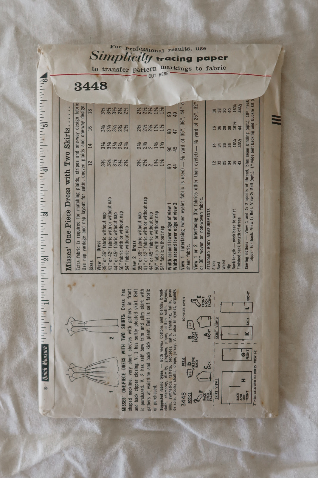 Simplicity 3448 1960s Dress Sewing Pattern