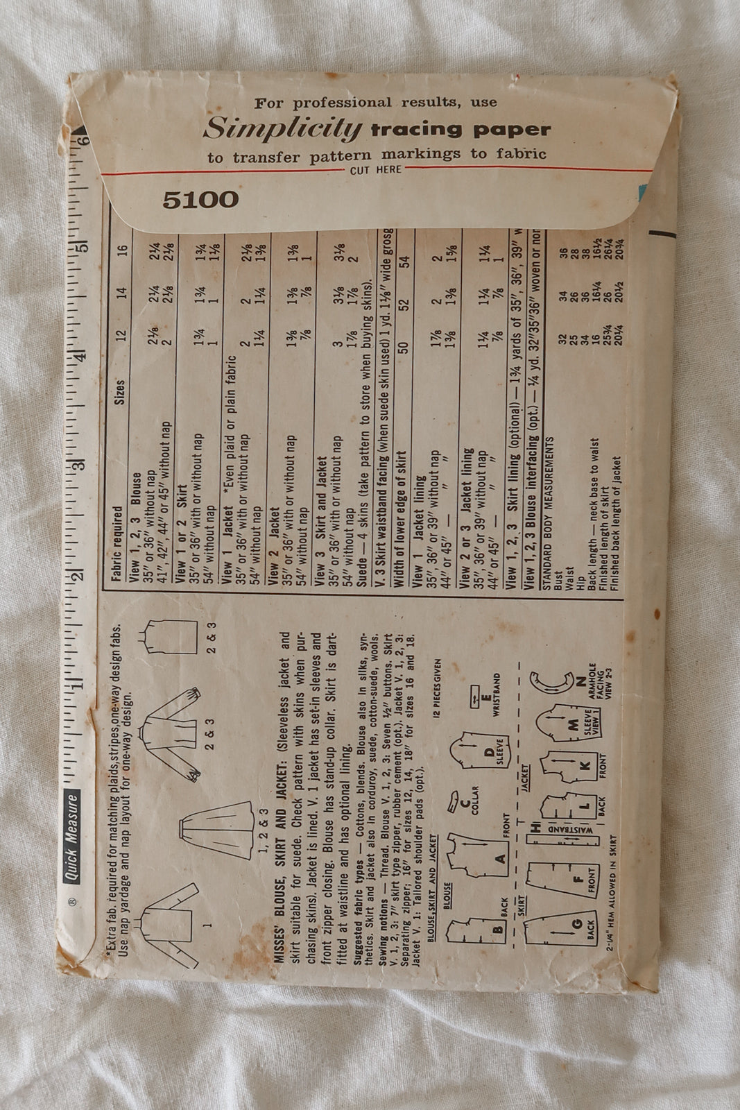 Simplicity 5100 1960s Sewing Pattern