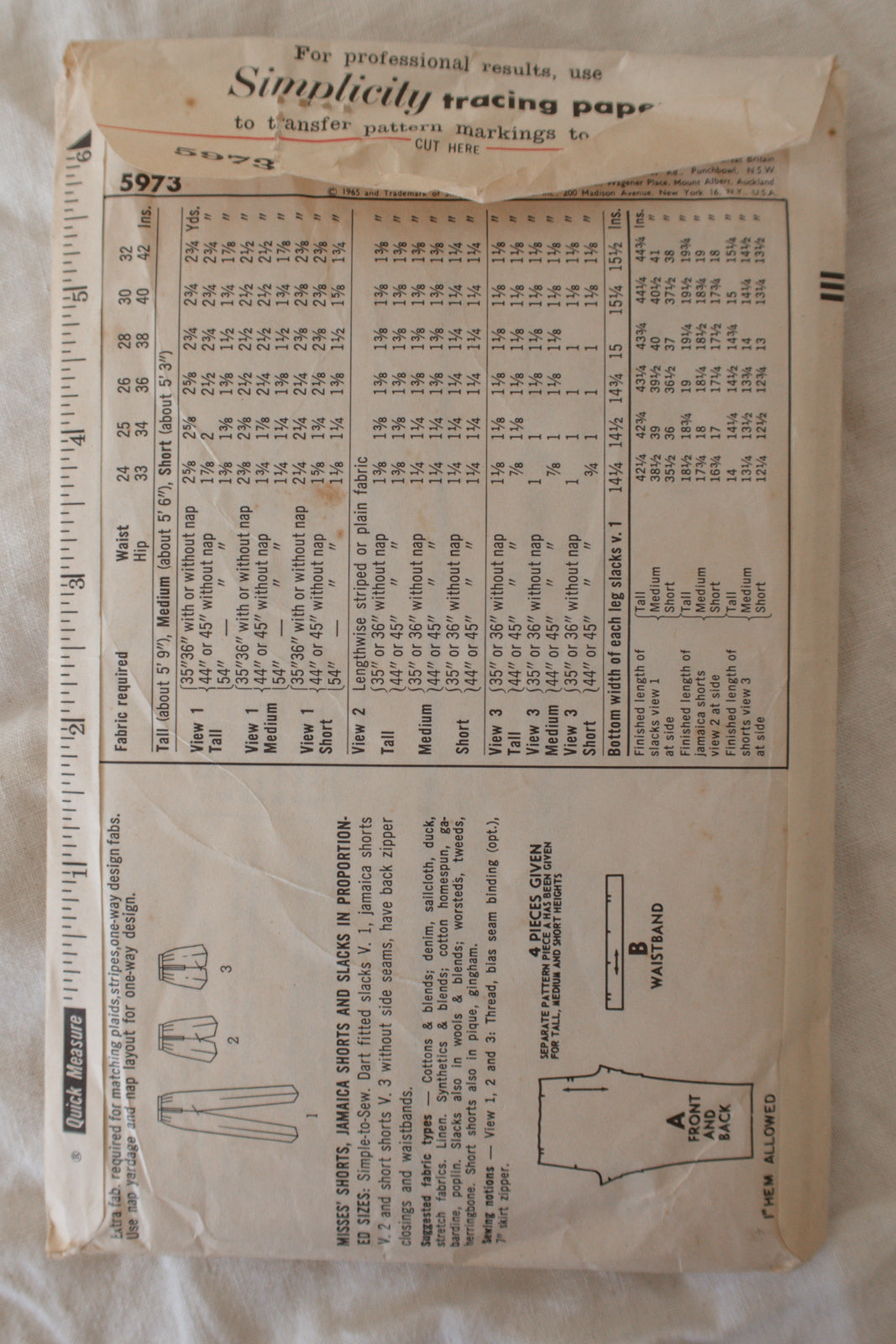 Simplicity 5973 1965 Sewing Pattern