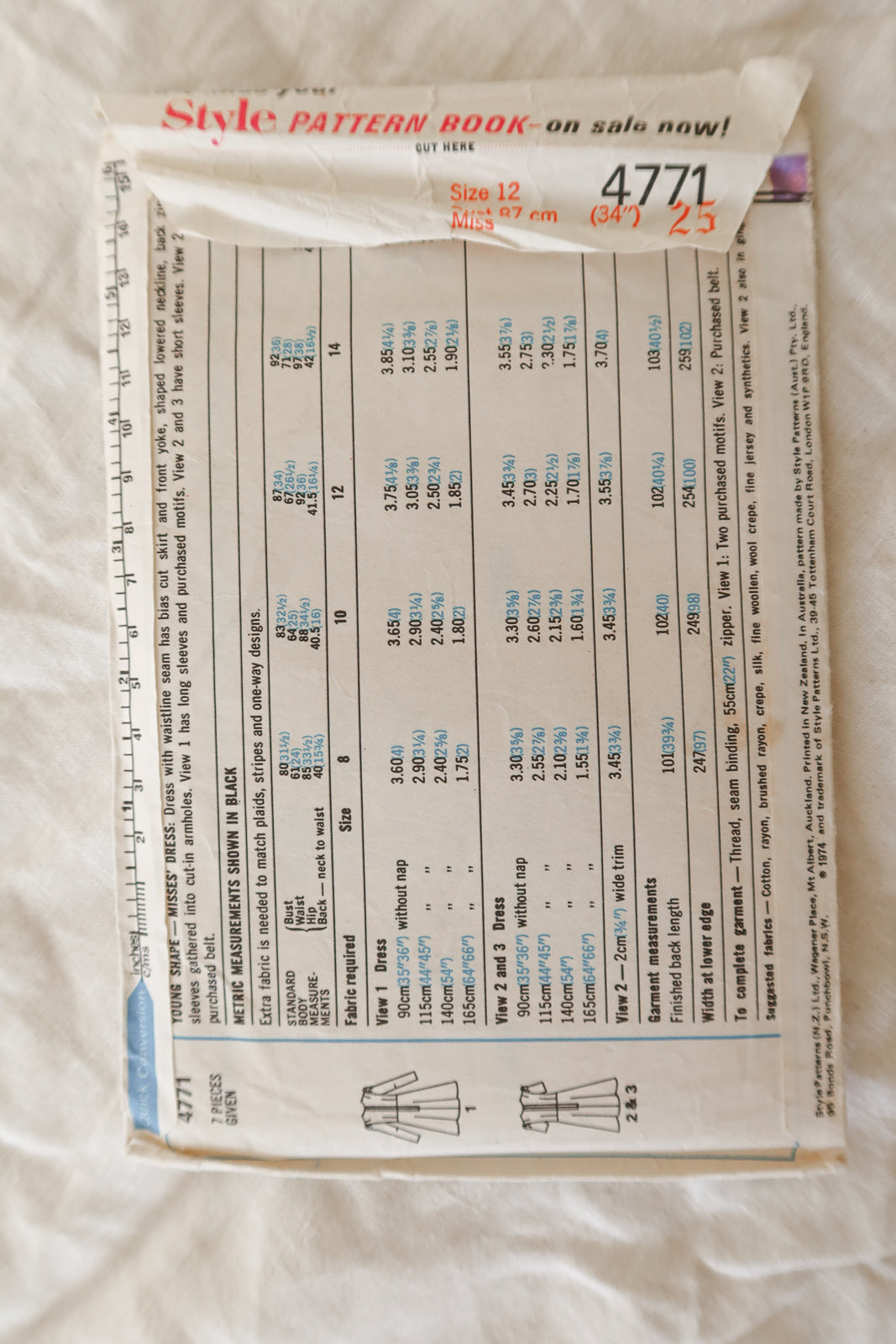 Style 4771 1974 Sewing Pattern