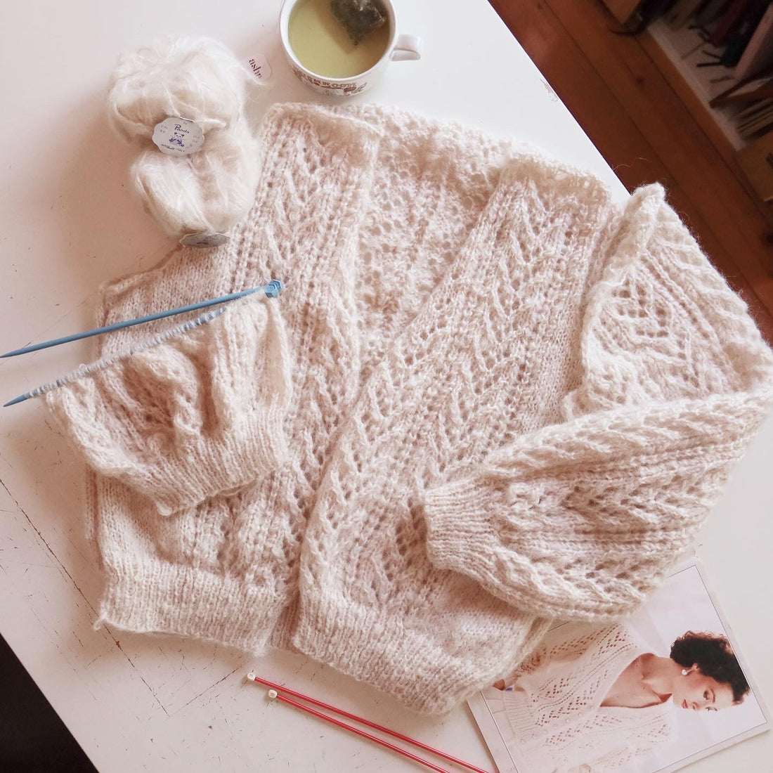 Dreamy Mohair Cardigan Progress - 1980s Patons Pattern