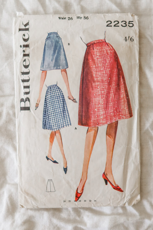 Butterick 2235 1960s Skirt Pattern