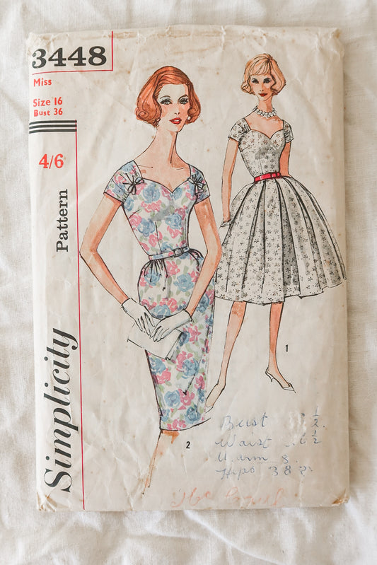 Simplicity 3448 1960s Dress Sewing Pattern