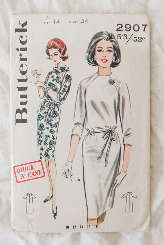Butterick 2907 1960s Sewing Pattern