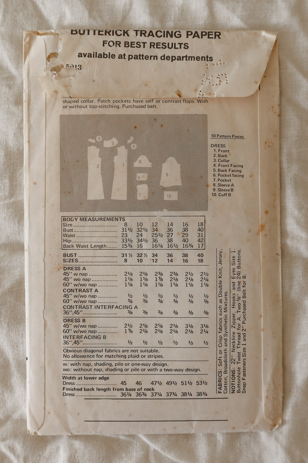 Butterick 5913 1970s Sewing Pattern
