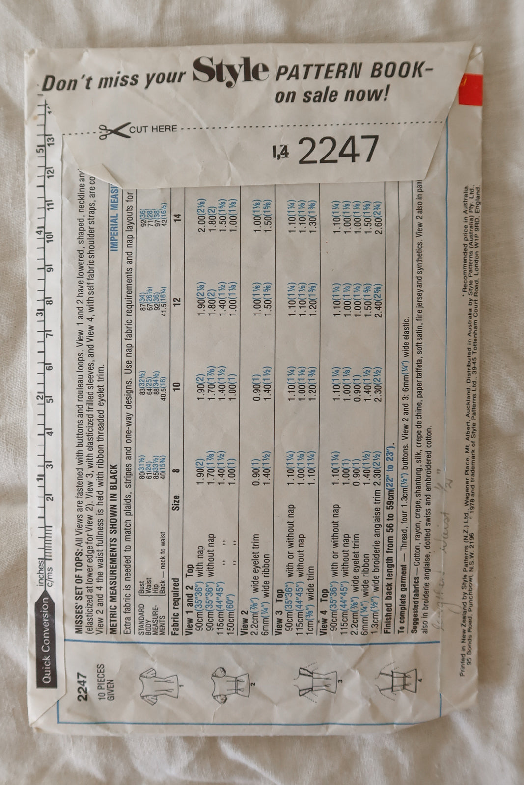 Style 2247 1970s Sewing Pattern